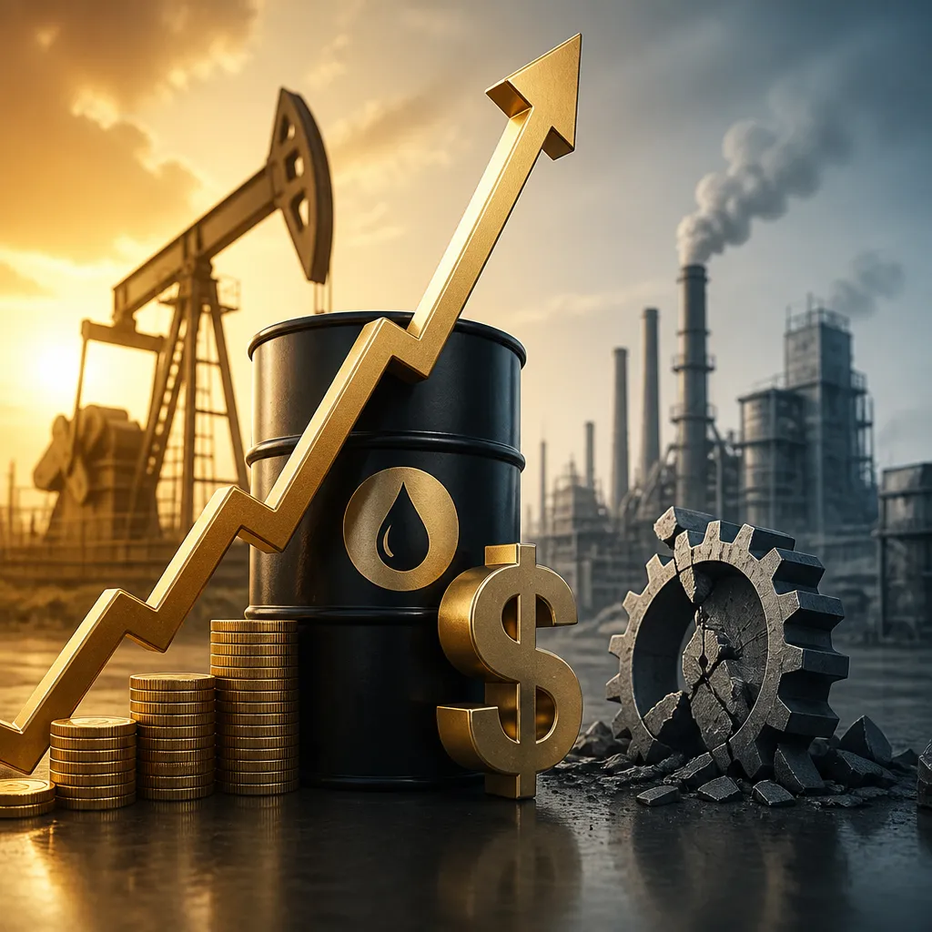 Illustration eines steigenden Ölpreises mit schwächerer Industrie