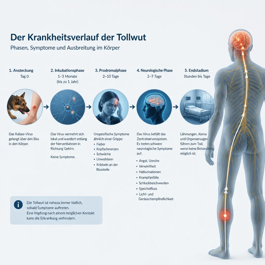 Infografik zum Verlauf der Tollwut